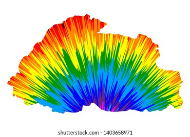 Bhutan - map is designed rainbow abstract colorful pattern, Kingdom of Bhutan map made of color explosion,
