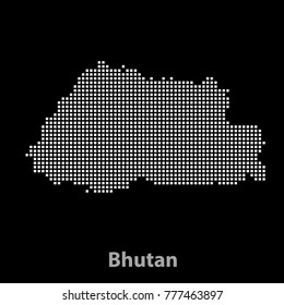 Bhutan map dots, White. 
On a black background.
vector illustration.