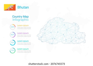 Bhutan map with elements of infographics template. Vector eps10.