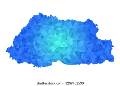Bhutan map in geometric blue polygonal style modern design on white background. Vector illustration.