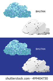 Bhutan map in geometric polygonal style. Abstract gems triangle.