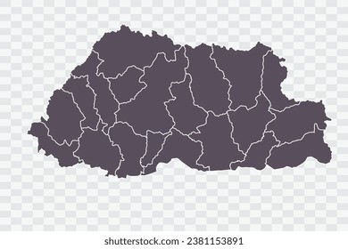 Bhutan Map Graphite Color on White Background quality files Png