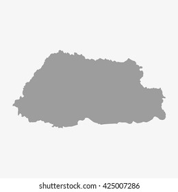 Bhutan  map in gray on a white background