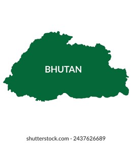 Bhutan map. Map of Bhutan in green color