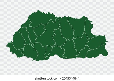 Bhutan Map Green Color on White Backgound Png