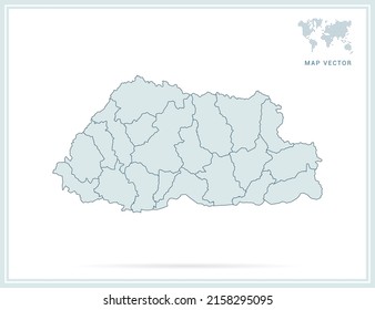 Bhutan map green vector on white background.