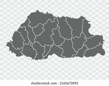 Bhutan Map grey Color on Background png
