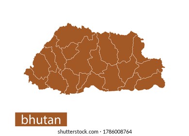 bhutan map High Detailed on white background. Abstract design vector illustration eps 10. Orange color.