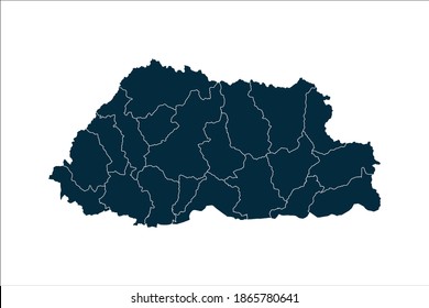 bhutan map High Detailed on white background.