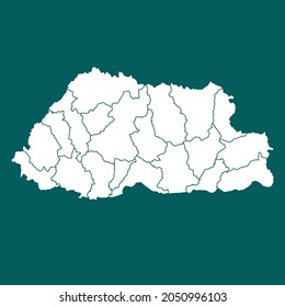Bhutan map High Detailed. white color. on green background. Abstract design vector illustration eps 10