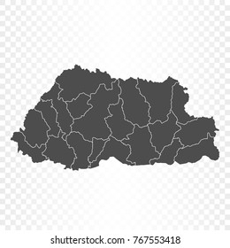 Bhutan map isolated on transparent background