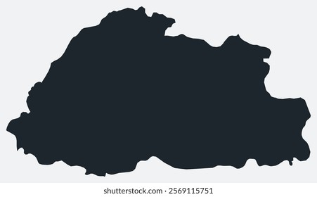 Bhutan map. Just a simple border map. Shape of the country. Flat blank Bhutan outline. Vector boundary illustration.