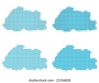Bhutan map mosaic set. Isolated on white background.