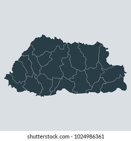 Bhutan map on white background vector, Bhutan Map Outline Shape Gray on White Vector Illustration, High detailed Gray illustration map Bhutan.