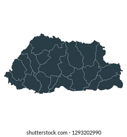 Bhutan map on White background vector, Bhutan Map Outline Shape Gray on White Vector Illustration, High detailed Gray illustration map Bhutan.