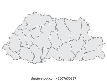 Bhutan Map Quick Silver Color Background white