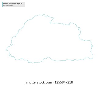 bhutan map with regions vector line illustration on white background