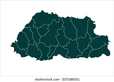 Bhutan map Sacramento green Color on White Background
