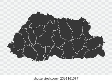 Bhutan Map Shadow Color on White Background quality files Png