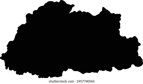Bhutan map silhouette vector illustration isolated on white background
