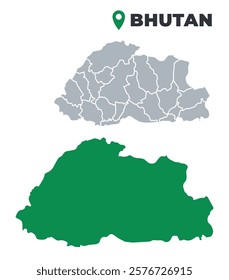 Bhutan map simple flat outline vector set