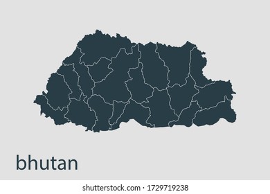 bhutan map vector, Abstract design vector ilustración Eps 10. Color de la marina. Alto detalle sobre el fondo blanco.