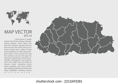 Bhutan map vector, Abstract design vector illustration Eps 10. High Detailed on white background.