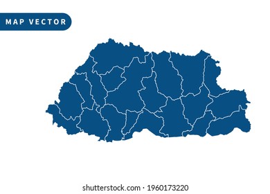 Bhutan map vector, blue color . on white background. vector eps 10.