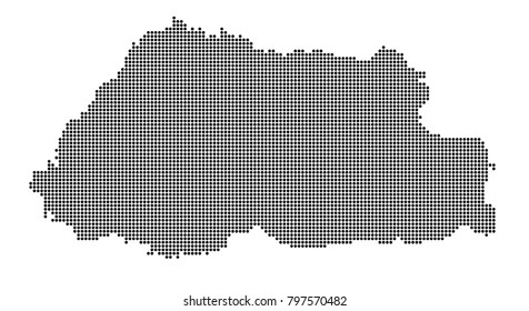 Bhutan map vector. map dotted silhouette with black dots on a white background. Vector illustration eps 10.