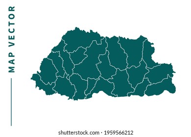 Bhutan map vector. green color on white background.