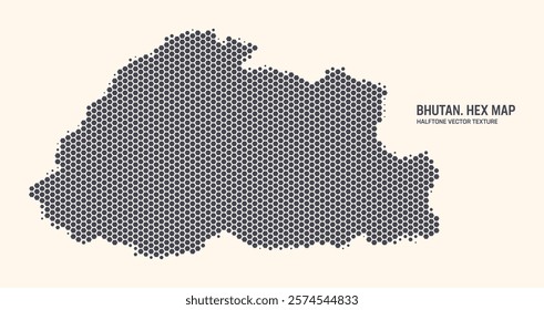 Bhutan Map Vector Hexagonal Halftone Pattern Isolate On Light Background. Hex Texture in the Form of a Map of Bhutan. Modern Technological Contour Map of Bhutan for Design or Business Projects