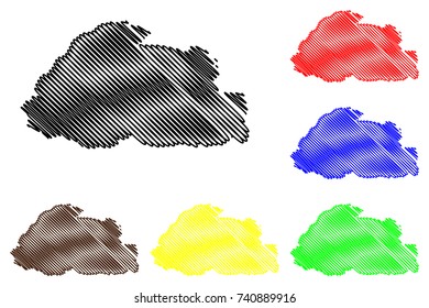 Bhutan map vector illustration, scribble sketch Bhutan