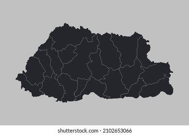 Bhutan map vector, isolated on gray background