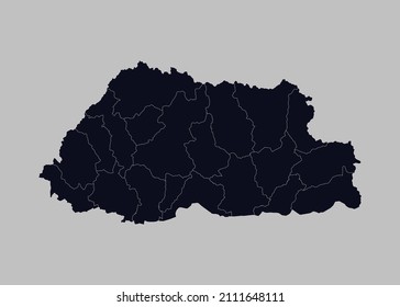 Bhutan map vector, Isolated on gray background
