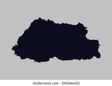 Bhutan map vector,Not isolated blue color on gray background