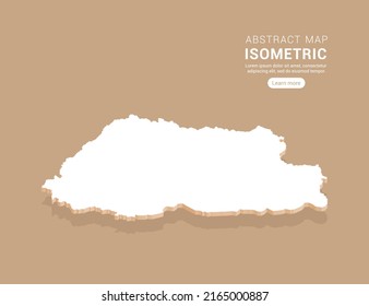 Bután mapea blanco sobre fondo marrón con vector isométrico.