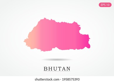 Bhutan Map - World Map International vector template with Pink gradient color isolated on white background - Vector illustration eps 10