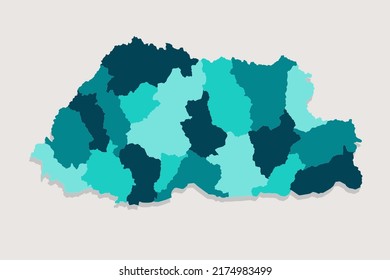 Bhutan Map - World Map International vector template with High detailed including blue and green outline color isolated on white background - Vector illustration eps 10