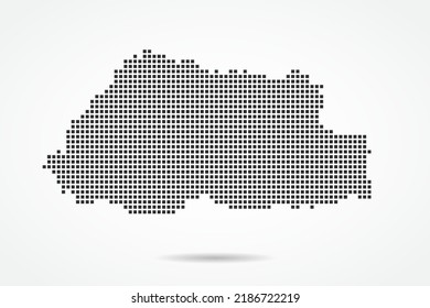 Bhutan Map - World map vector template with Black pixel, grid, grunge, halftone style isolated on white background for education, infographic, design, banner - Vector illustration eps 10