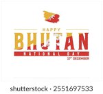 BHUTAN National day vector design on a white background, National Day of BHUTAN with brush flag, Typographic Design of BHUTAN National day, Vector design of Bhutan Independence day