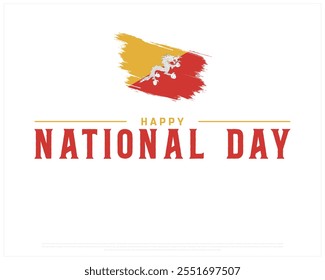 BHUTAN National day vector design on a white background, National Day of BHUTAN with brush flag, Typographic Design of BHUTAN National day, Vector design of Bhutan Independence day