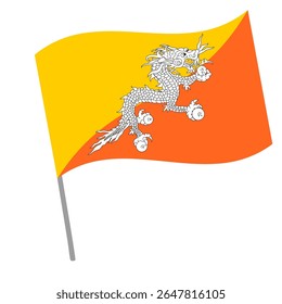 Bandeira nacional do Butão flutua com mastro