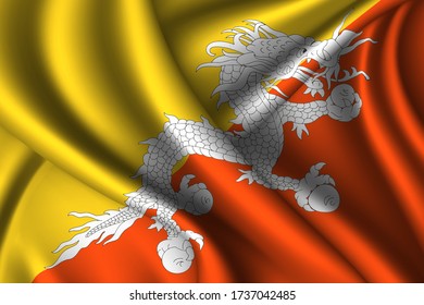Die bhutanische Nationalflagge der Seide. Textur aus Vektor