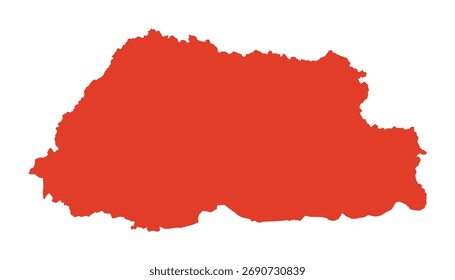 Bhutan orange  map. Bhutan map vector. Bhutan map on white background