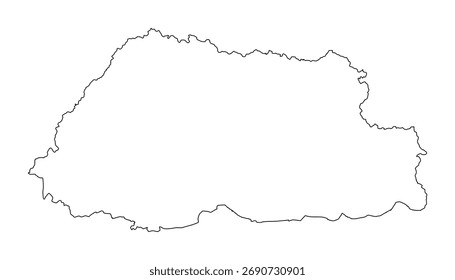 Mapa esquemático de Bután. Mapa de Vector de Bután. Mapa de Bután sobre fondo blanco