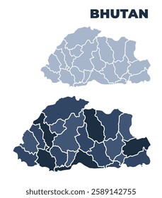 Bhutan political map with states border outline