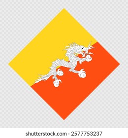 Bhutan rhombus flag. Vector illustration.