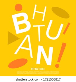 Bhutan : Set of country name with geometric elements : Vector Illustration