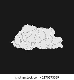 bhutan-weiße Karte mit schwarzem Hintergrund