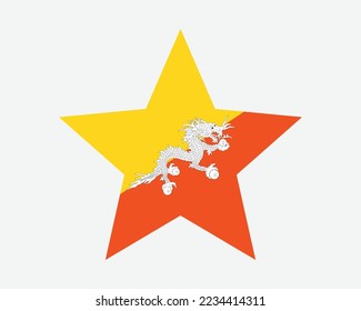 Bhutan Star Flag. Bhutanese Star Shape Flag. Country National Banner Icon Symbol Vector 2D Flat Artwork Graphic Illustration svg